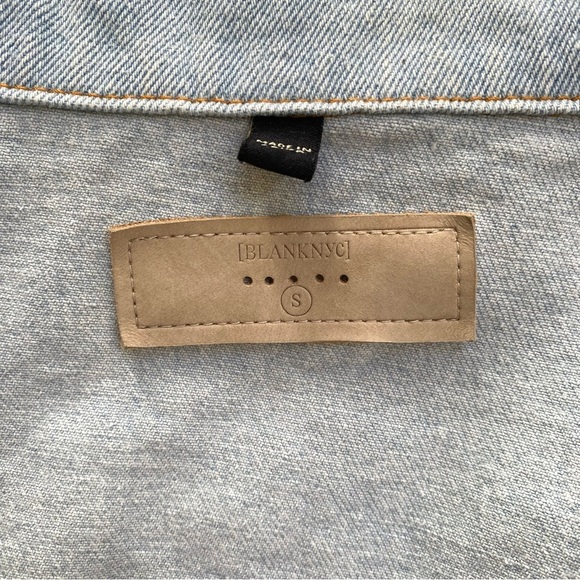 BLANK NYC Two-Tone Cropped Denim Trucker Jacket, Size S - Picture 4 of 11